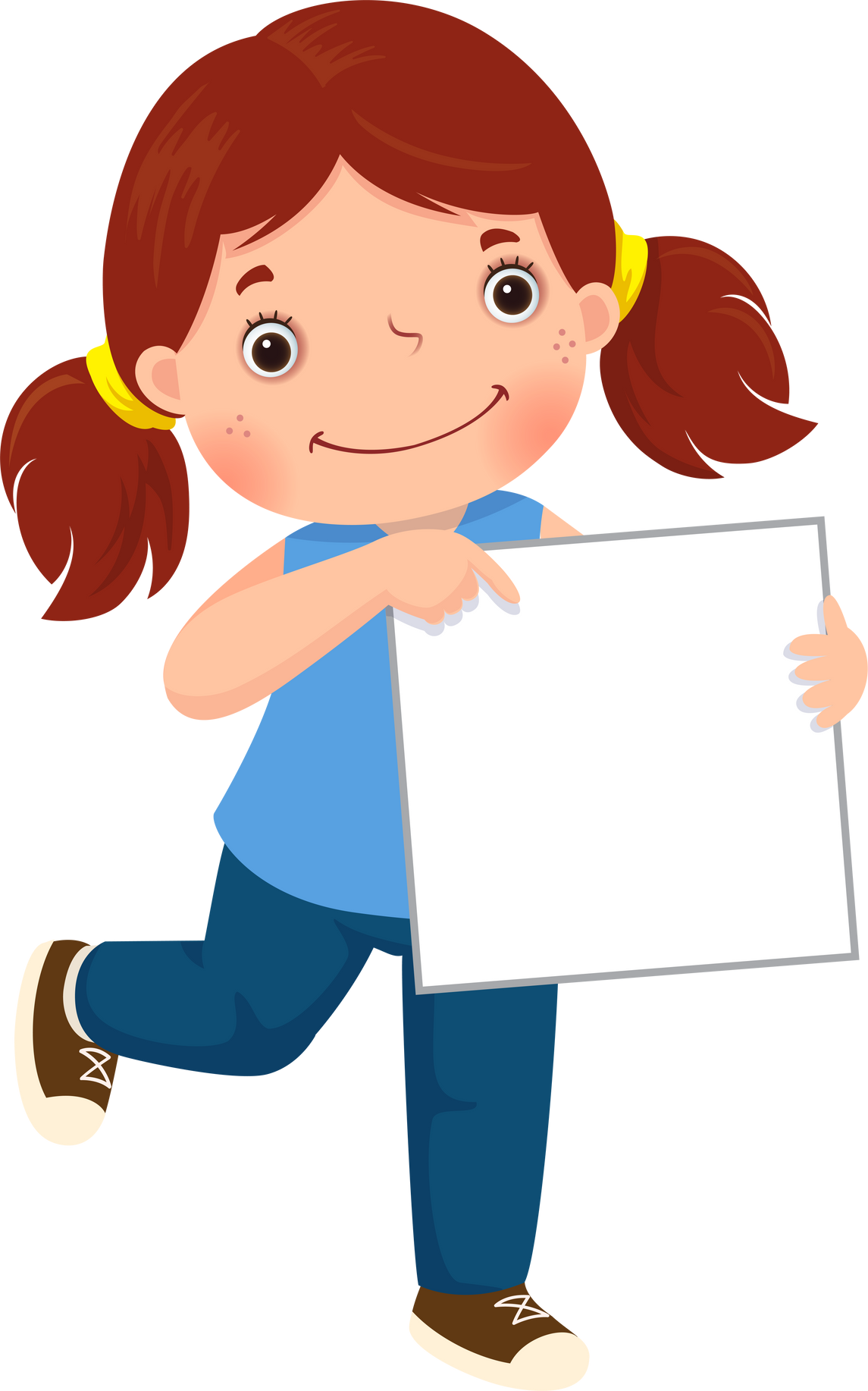 Cartoon girl holding blank sign 1